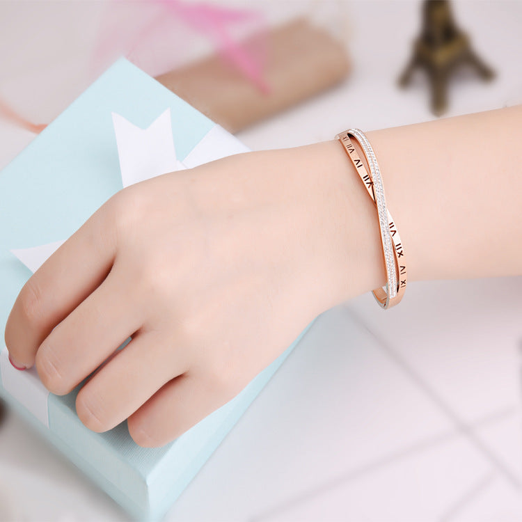Hot Style Roman Word Diamond Bracelet
