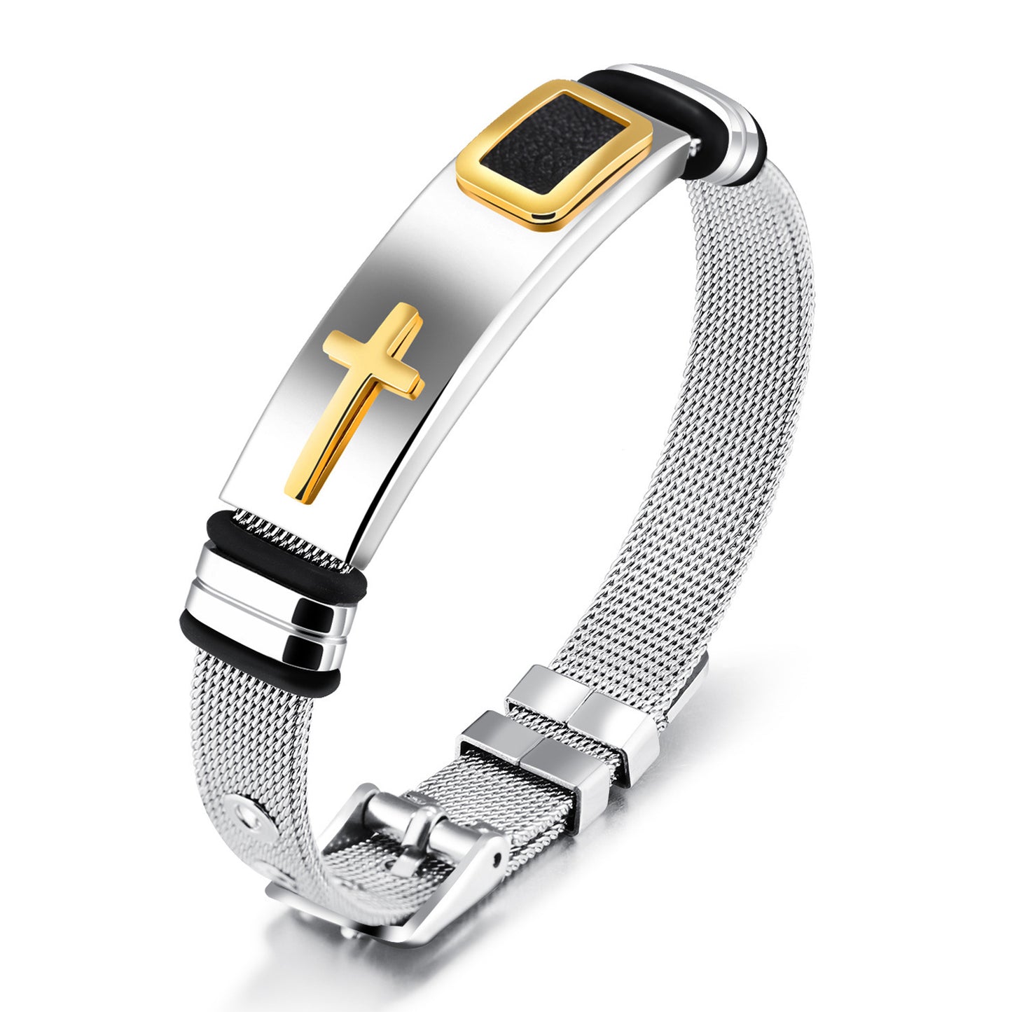 Steel mesh bracelet gold cross titanium steel men's personality bracelet