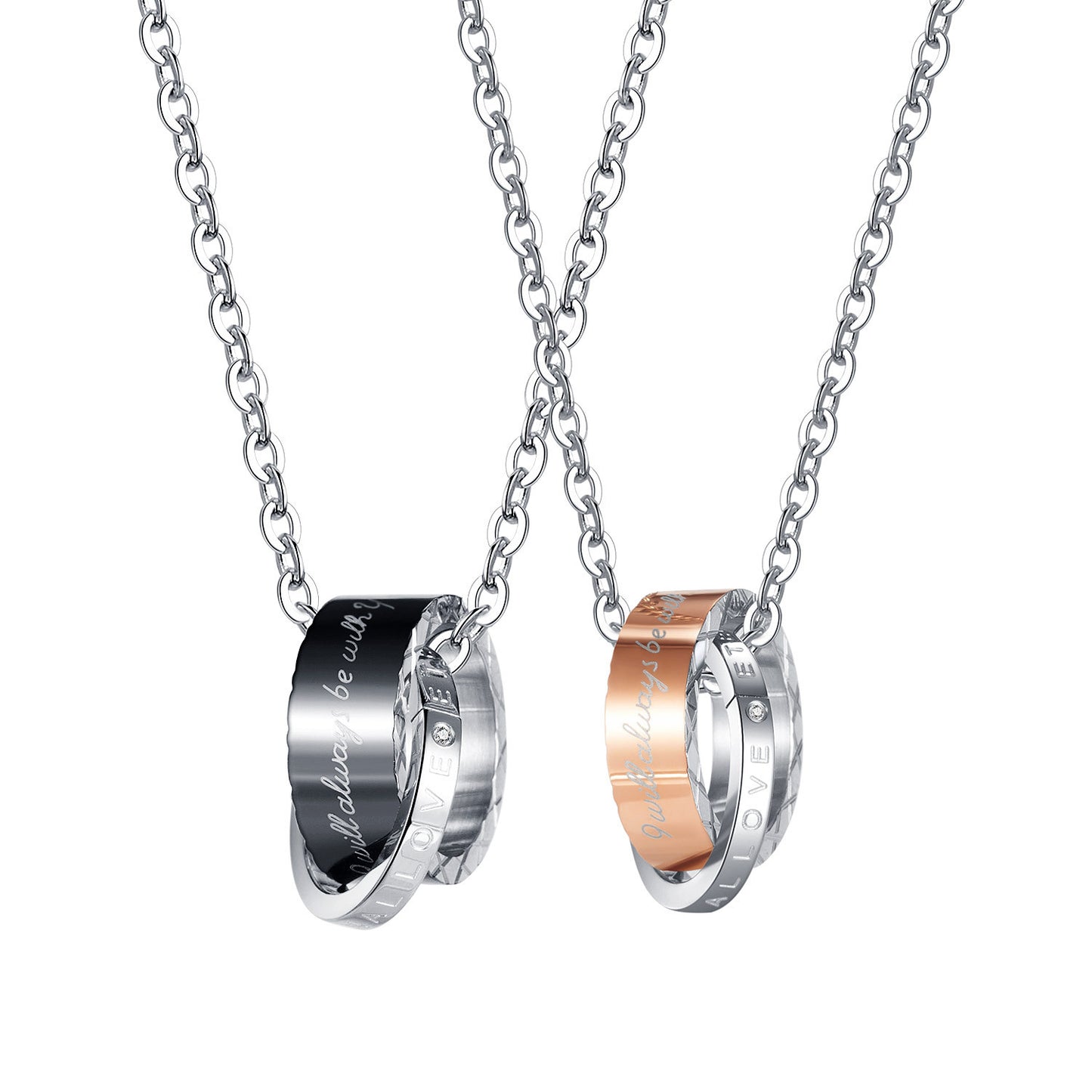 Couple Necklace Clavicle Chain Double Ring