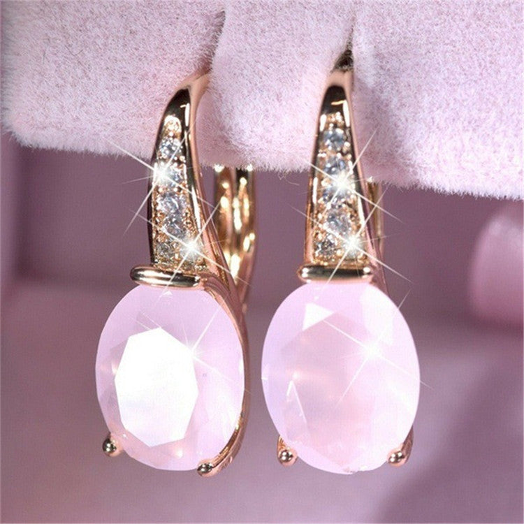 Oval Moonstone Earrings Crystal