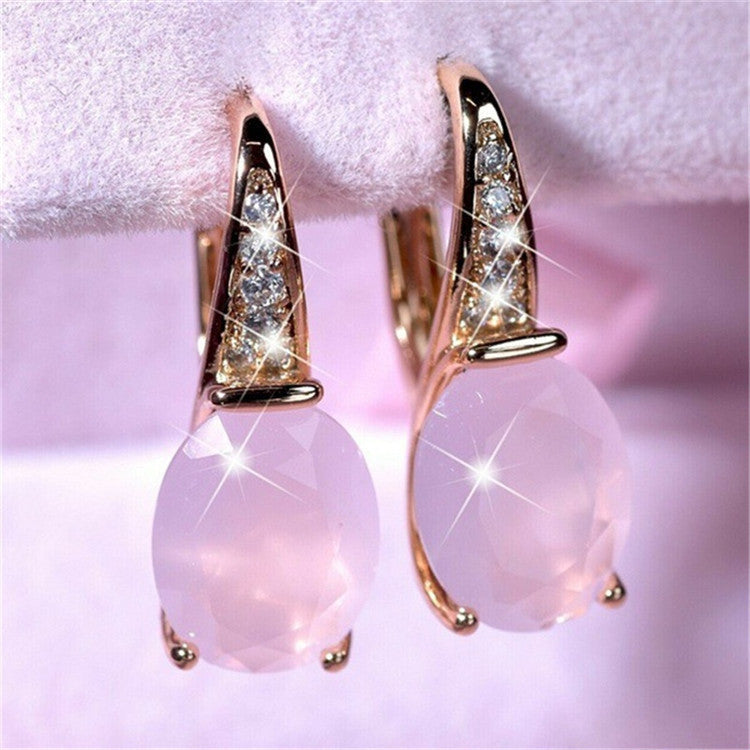 Oval Moonstone Earrings Crystal