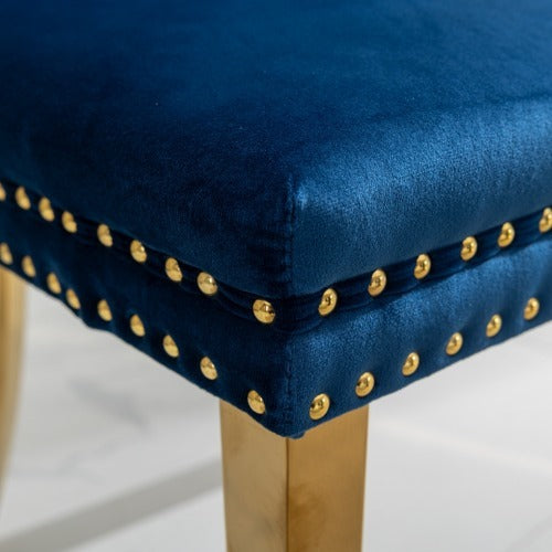 High-end Tufted Solid Wood Contemporary Velvet Upholstered Dining Chair With Golden Stainless Steel Plating Legs,Nailhead Trim,Set Of 2