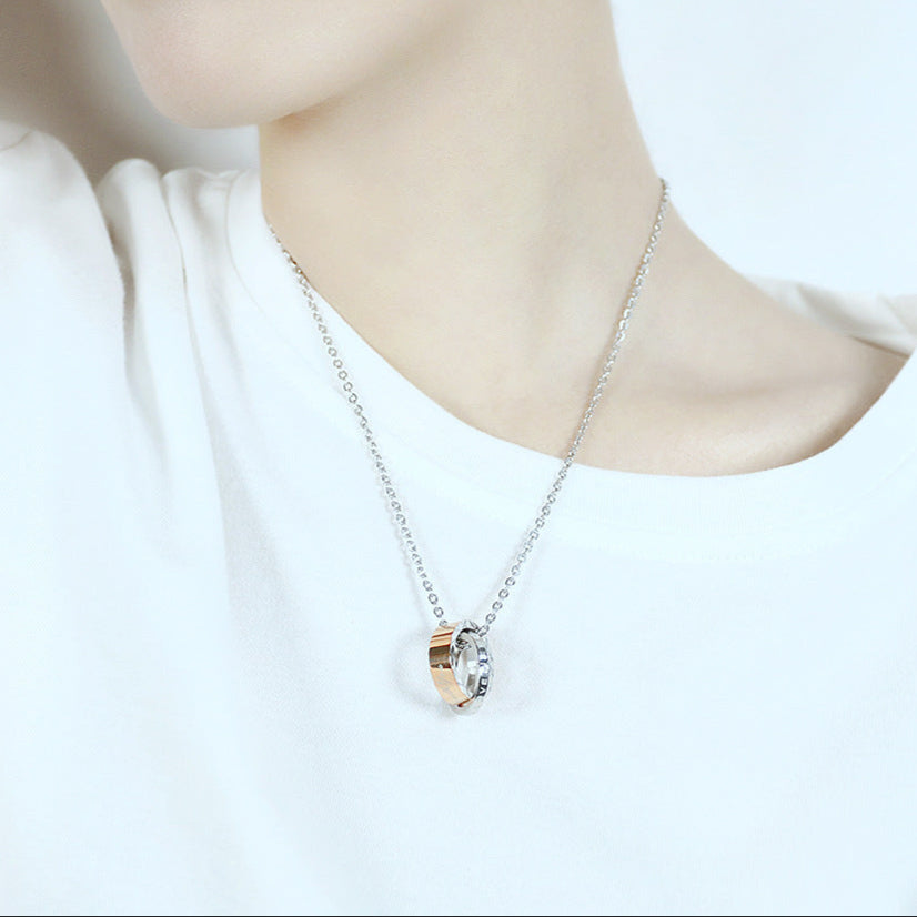 Couple Necklace Clavicle Chain Double Ring