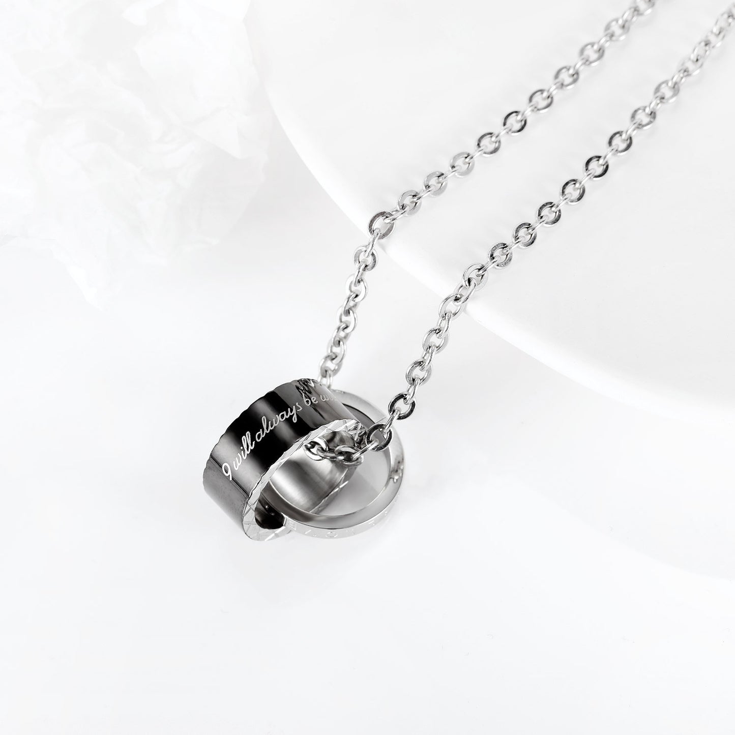 Couple Necklace Clavicle Chain Double Ring