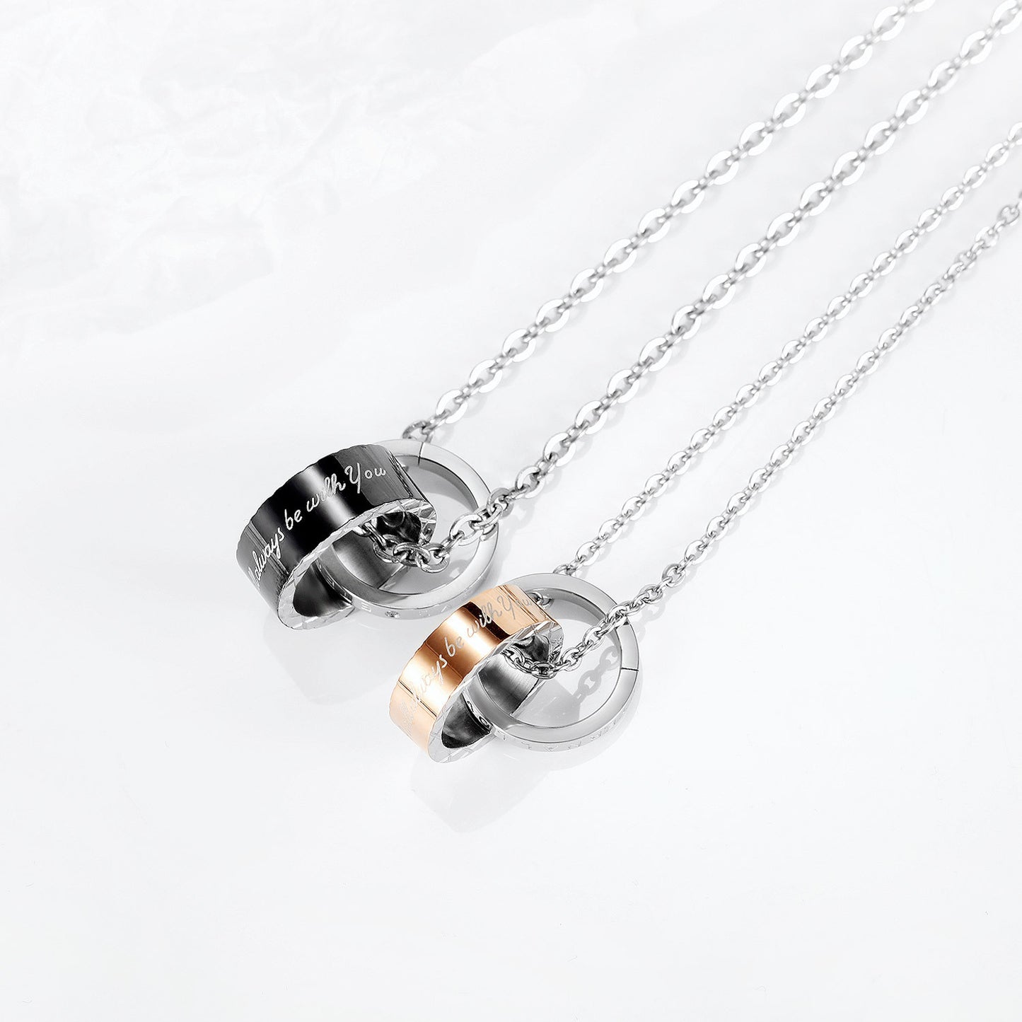 Couple Necklace Clavicle Chain Double Ring