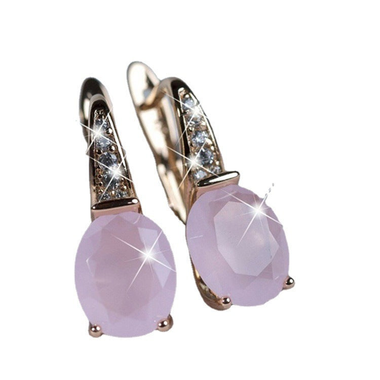 Oval Moonstone Earrings Crystal