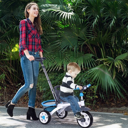 5-in-1 Detachable Baby Stroller Tricycle with Round Canopy- Blue- Pink