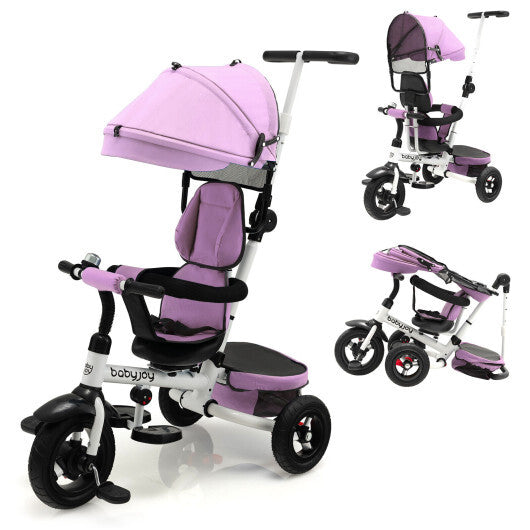 Folding Tricycle Baby Stroller with Reversible Seat and Adjustable Canopy- Blue