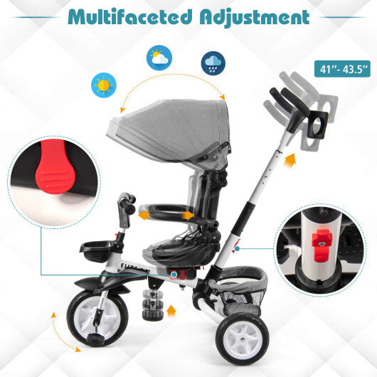 7-in-1 Detachable Baby Stroller with Canopy and Safety Harness-Blue