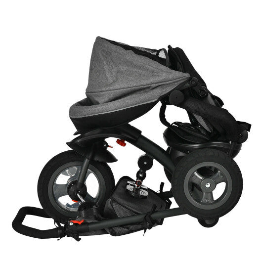 7-In-1 Kids Folding Tricycle Stroller with Rotatable Seat- Blue