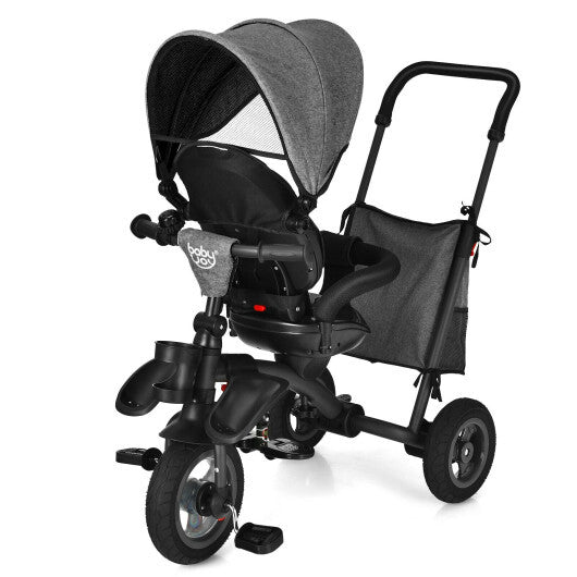 7-In-1 Kids Folding Tricycle Stroller with Rotatable Seat- Blue
