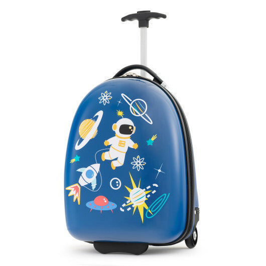 Kids Carry-On Luggage Hard Shell Suitcase with Wheels 16 Inch- Blue
