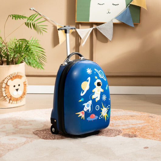 Kids Carry-On Luggage Hard Shell Suitcase with Wheels 16 Inch- Blue