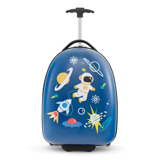Kids Carry-On Luggage Hard Shell Suitcase with Wheels 16 Inch- Blue
