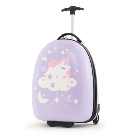 Kids Carry-On Luggage Hard Shell Suitcase with Wheels 16 Inch Purple
