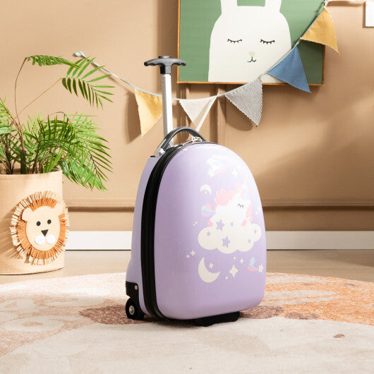 Kids Carry-On Luggage Hard Shell Suitcase with Wheels 16 Inch Purple