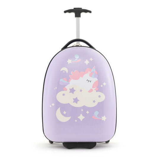 Kids Carry-On Luggage Hard Shell Suitcase with Wheels 16 Inch Purple