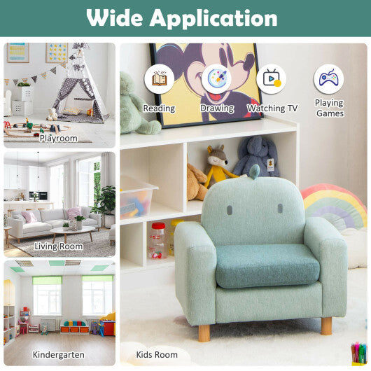 Kids Sofa with Armrest and Thick Cushion- Green