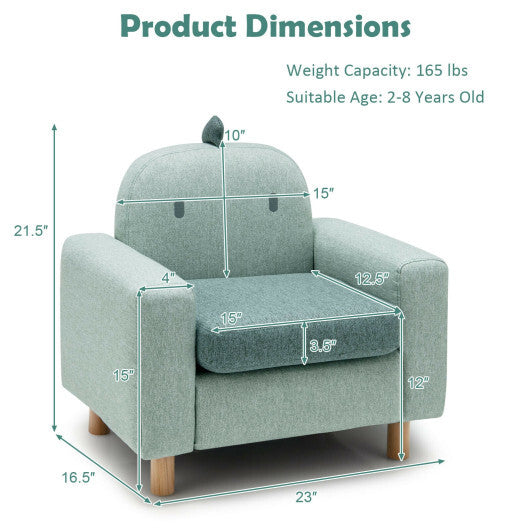 Kids Sofa with Armrest and Thick Cushion- Green