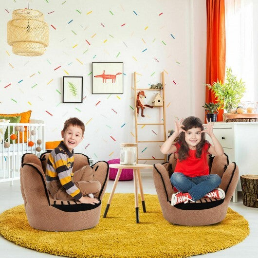Kids Upholstered Sofa Five Fingers Baseball Glove Shaped- Brown