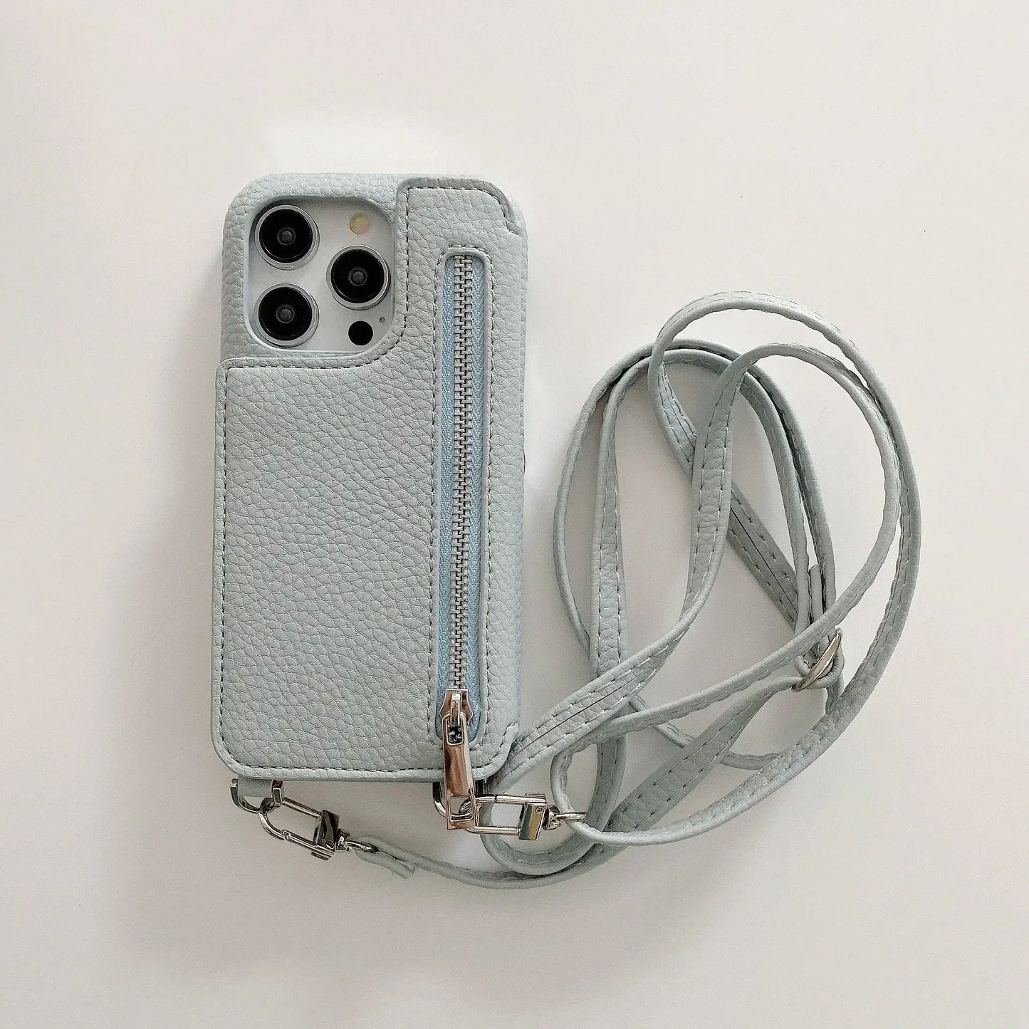 Material: leather, Color: Brown - Zipper Wallet Makeup Mirror Crossbody Lanyard Case For iPhone 16 15 14 Pro Max 13 12 11 XR XS 7 8 Plus Card Slot Leather Cover