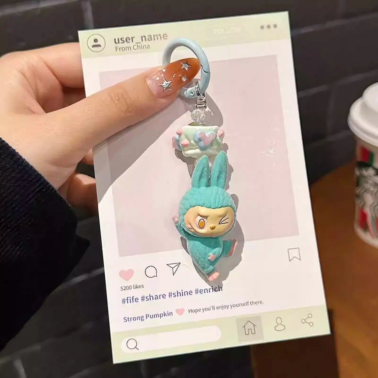Color: Clear, Ships From: CHINA - New Cute Cartoon Labubu Phone Chain Hanging Rope Keychain Backpack Pendant Shoulder Bag Ornament Gift for Girlfriend