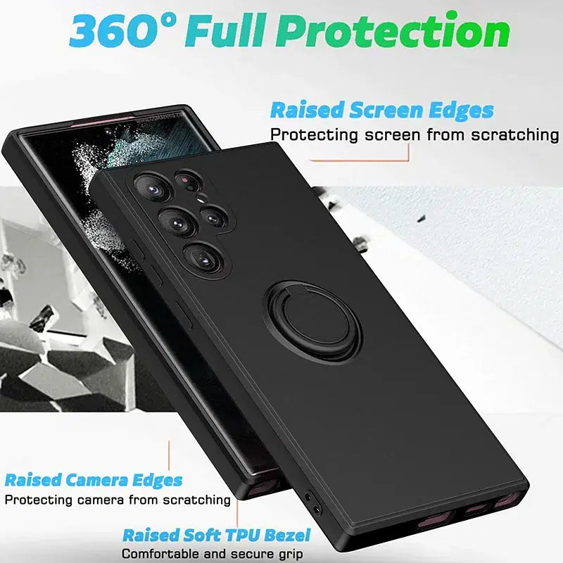 Color: Dark Grey, Ships From: CHINA, Material: EVA - With Ring Holder Phone Case For Samsung Galaxy S25 Ultra S24 S23 S22 S21 Plus A13 A52 A53 A54 TPU Soft Back Cover