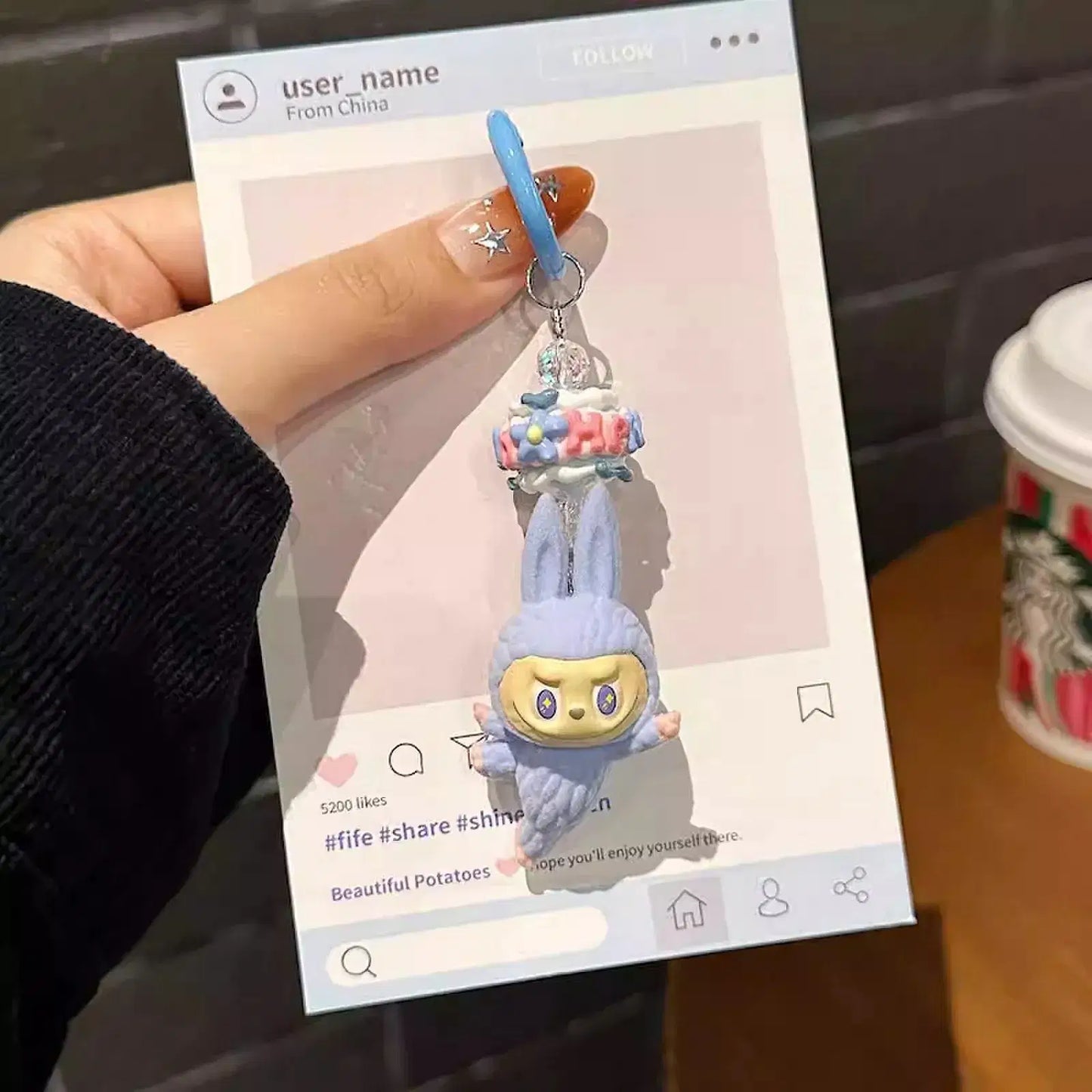 Color: Clear, Ships From: CHINA - New Cute Cartoon Labubu Phone Chain Hanging Rope Keychain Backpack Pendant Shoulder Bag Ornament Gift for Girlfriend