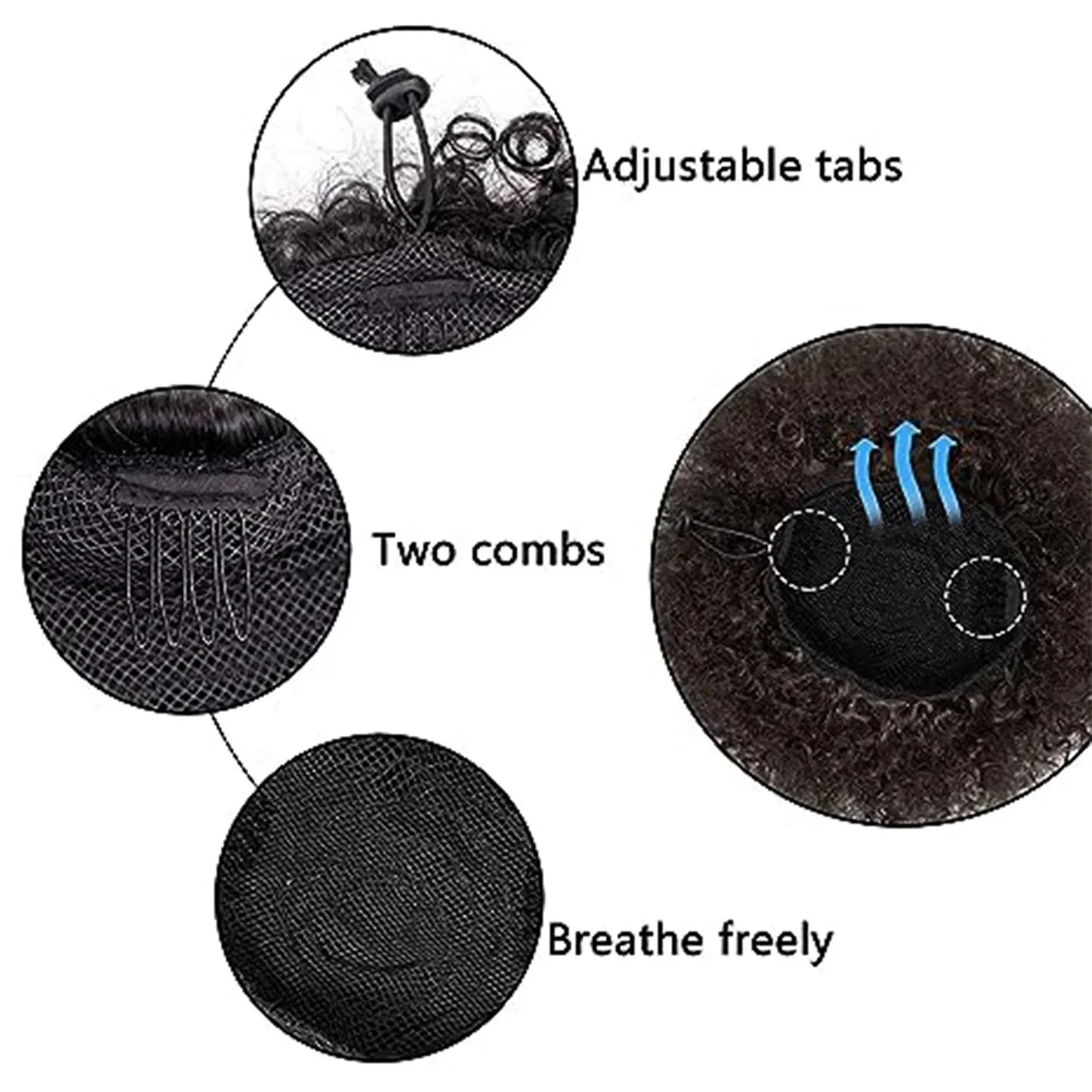 Color: #2, Bulk Buy: 1pc, Stretched Length: 10inches - Synthetic 10Inch Big Afro Puff Drawstring Ponytail Extensions for Black Women 4b 4c Kinky Curly Hair Bun Ponytail Wigs Daily Use