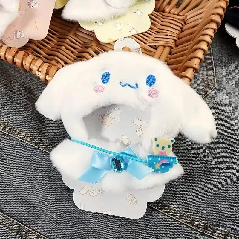Color: SKY BLUE - Labubu Sanrio Cape Skirt Suit Sitting Party Hello Kitty Kuromi Clothes Monsters Vinyl Labubu Outfit Clothing Hat Accessory Gift