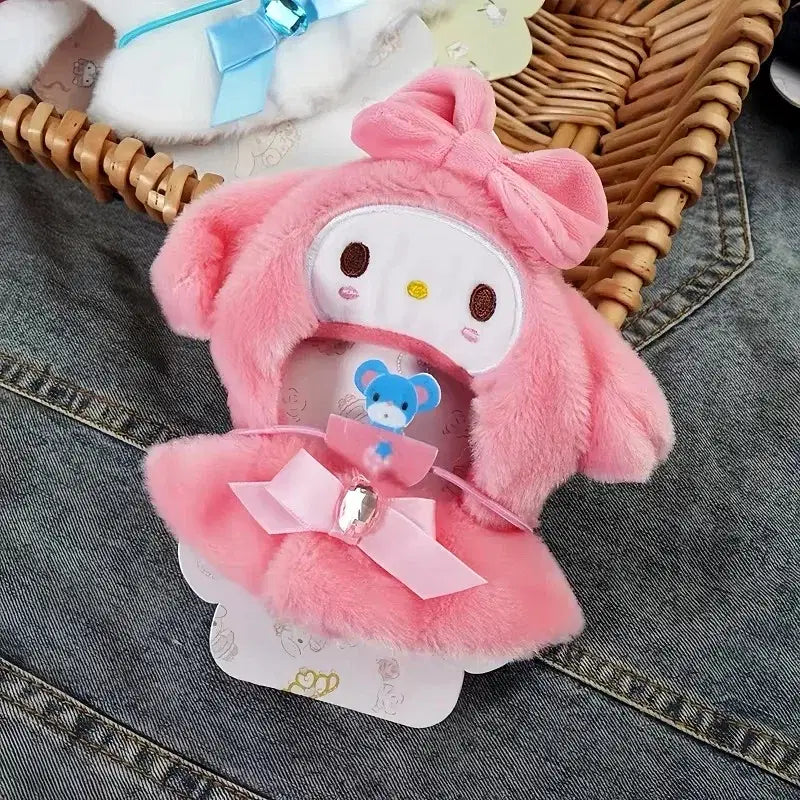 Labubu Sanrio Cape Skirt Suit Sitting Party Hello Kitty Kuromi Clothes Monsters Vinyl Labubu Outfit Clothing Hat Accessory- Apricot