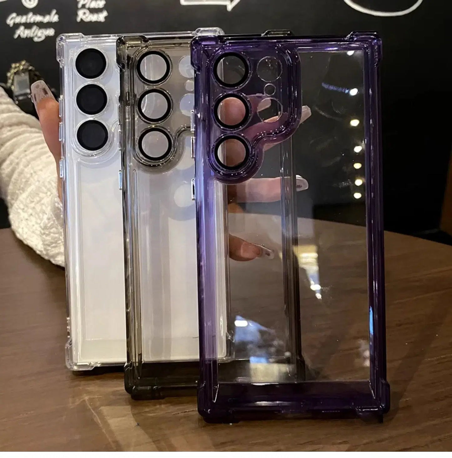 Color: Clear, Material: ABS - Luxury Shockproof Clear Acrylic Case For Samsung Galaxy S24 S23 FE S22 Plus S24 Ultra A34 A54 A15 A25 A35 A55 A53 5G Hard Cover