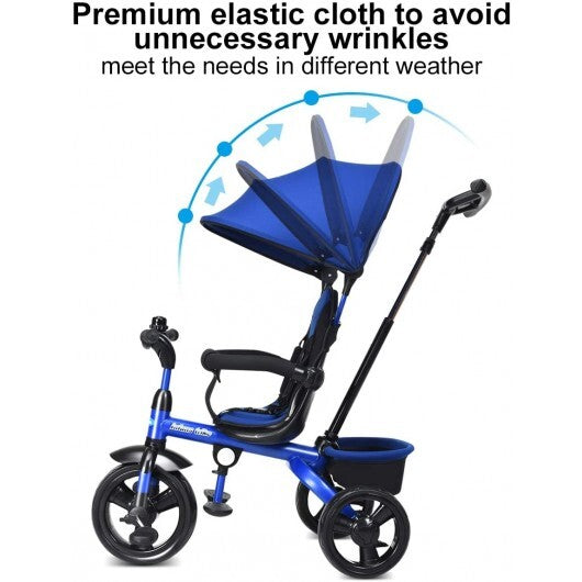 4-in-1 Kids Tricycle with Adjustable Push Handle- Blue