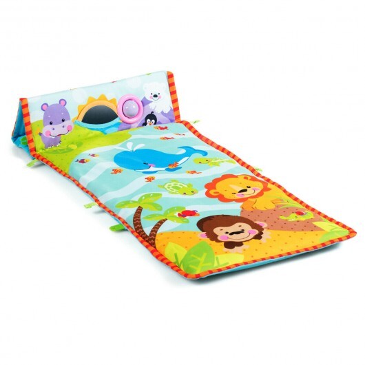 4-in-1 Baby Play Gym Mat with 3 Hanging Educational Toys- Multicolor