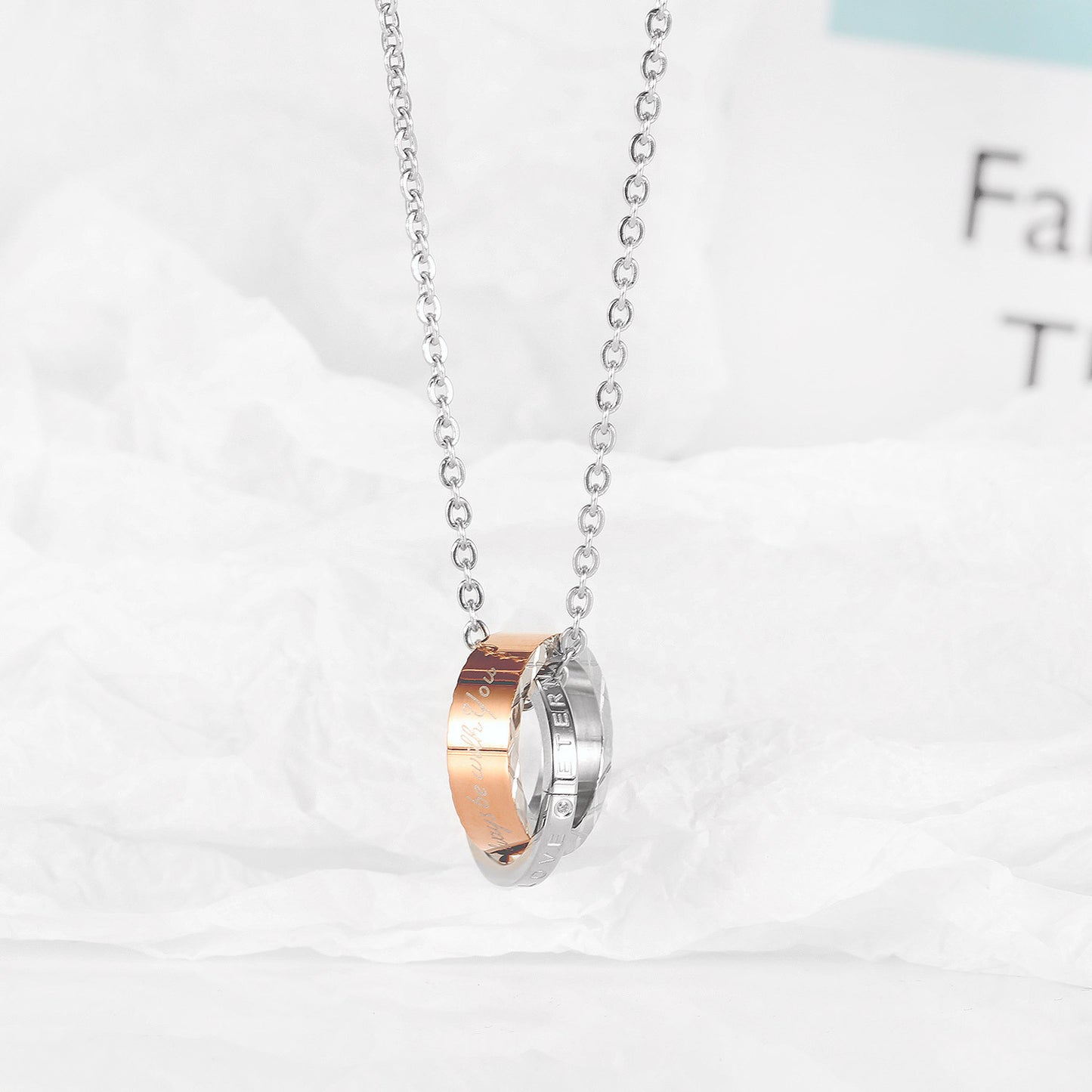 Couple Necklace Clavicle Chain Double Ring