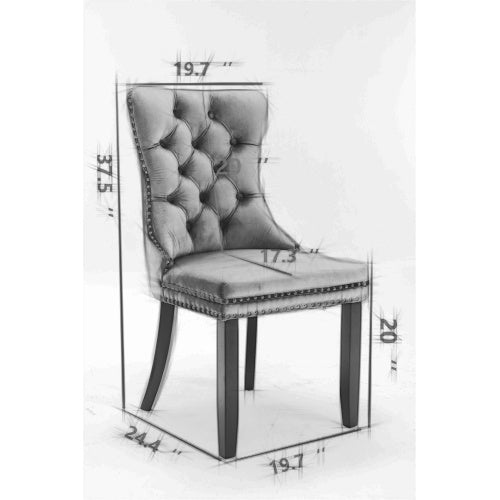 High-end Tufted Solid Wood Contemporary Velvet Upholstered Dining Chair With Golden Stainless Steel Plating Legs,Nailhead Trim,Set Of 2
