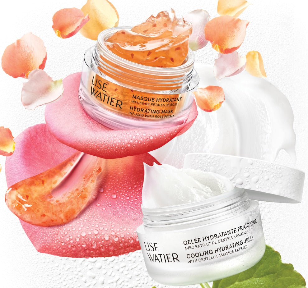 Duo Gelée Hydratante Fraîcheur + Masque Hydratant Infusé de Pétales de Rose- Lise Watier