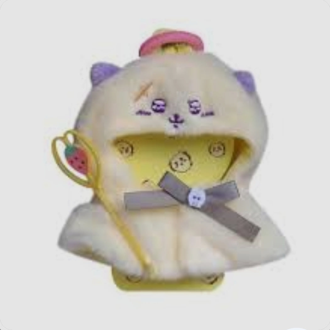 Labubu Sanrio Cape Skirt Suit Sitting Party Hello Kitty Kuromi Clothes Monsters Vinyl Labubu Outfit Clothing Hat Accessory- Apricot