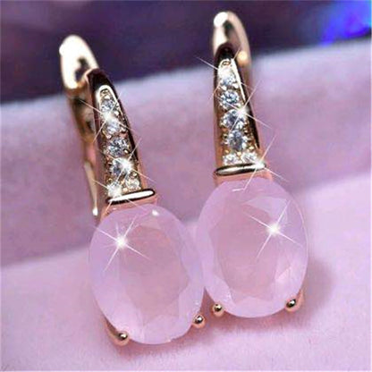 Oval Moonstone  Earrings Crystal