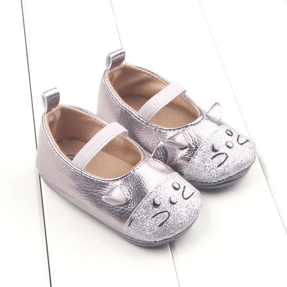 Bright leather little mouse baby shoes