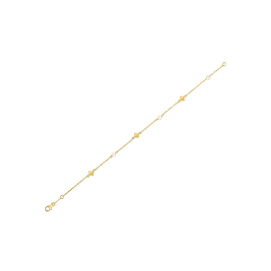 Bracelet Pearl Clover en or jaune 14 carats- Size: 7