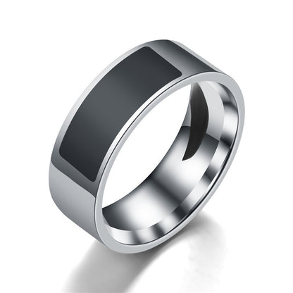 Color: Black, Size: US 10 - NFC stainless steel ring