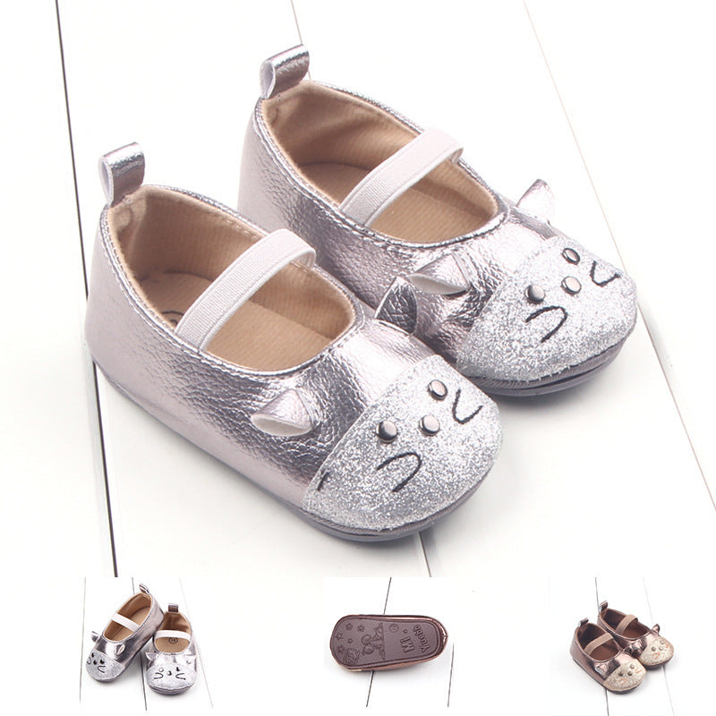 Bright leather little mouse baby shoes