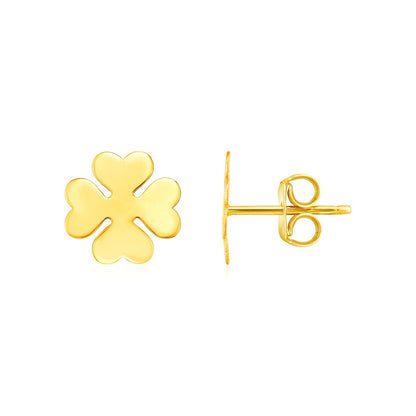 Élégantes boucles d'oreilles Trèfle en or jaune 14 carats