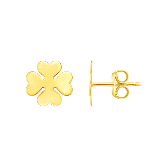 Élégantes boucles d'oreilles Trèfle en or jaune 14 carats