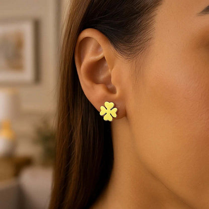 Élégantes boucles d'oreilles Trèfle en or jaune 14 carats