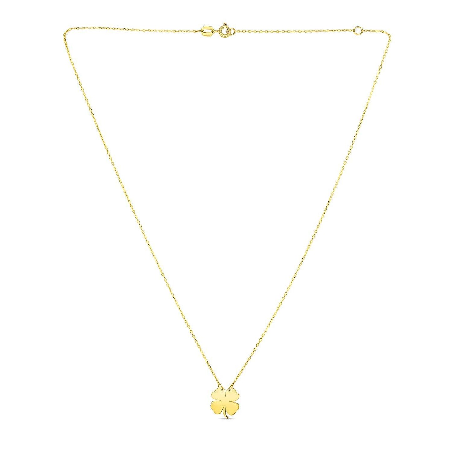 14K Yellow Gold Four Leaf Clover Necklace