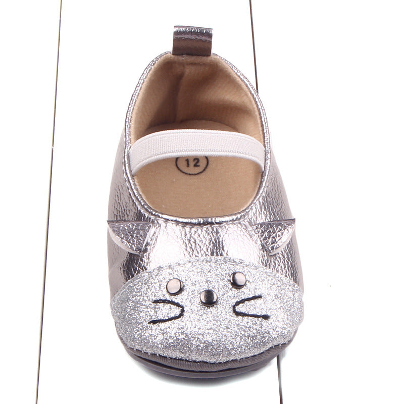 Bright leather little mouse baby shoes