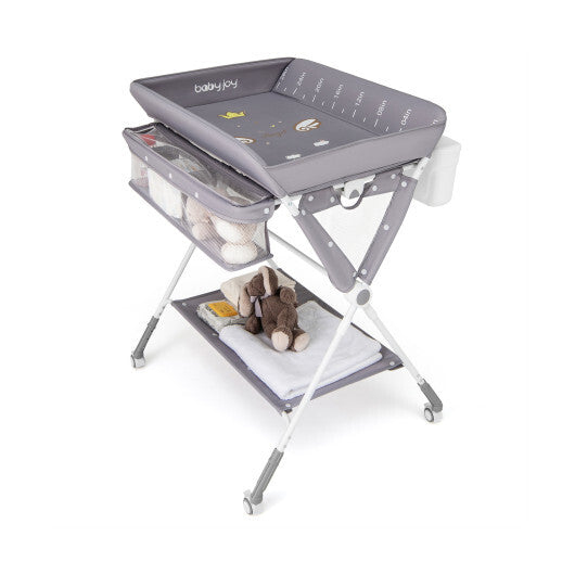 Portable Baby Changing Table with 3-Level Adjustable Height-Gray - Color: Gray