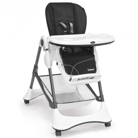 High Chair with 4 Lockable Wheels- Gray